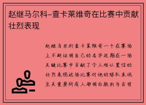 赵继马尔科-查卡莱维奇在比赛中贡献壮烈表现
